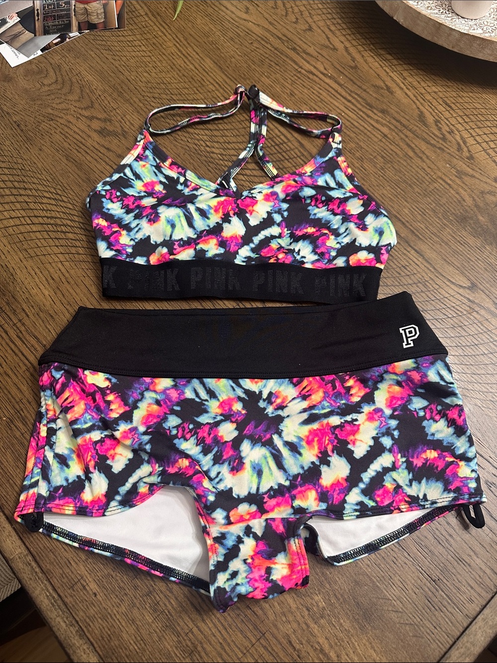 PINK Victoria's Secret Ultimaye Tie-Dye Bike Shorts Set swim set